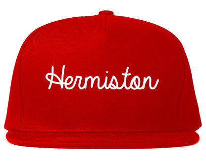Hermiston Oregon OR Script Mens Snapback Hat Red