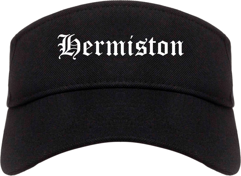 Hermiston Oregon OR Old English Mens Visor Cap Hat Black