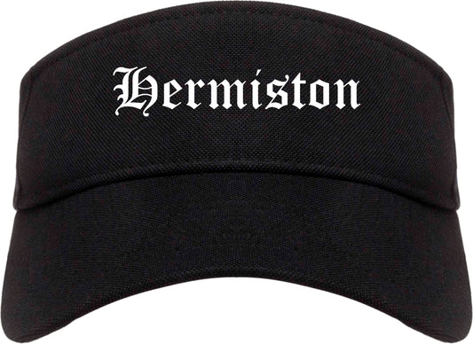 Hermiston Oregon OR Old English Mens Visor Cap Hat Black