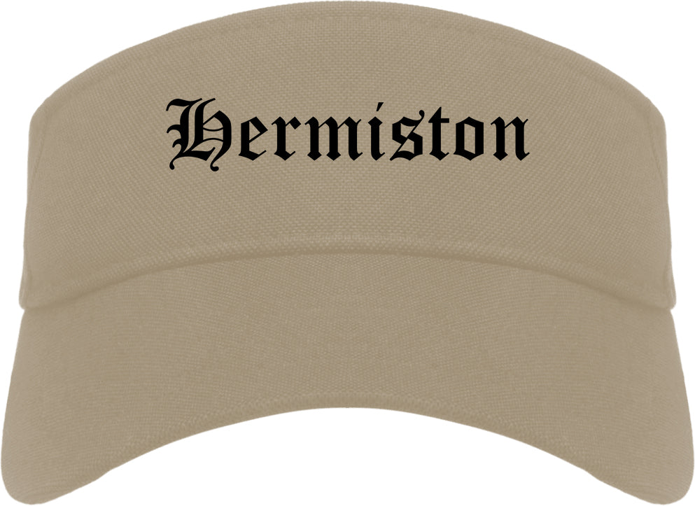Hermiston Oregon OR Old English Mens Visor Cap Hat Khaki