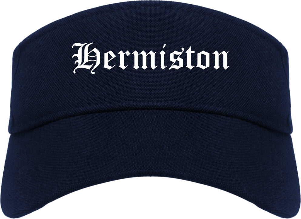 Hermiston Oregon OR Old English Mens Visor Cap Hat Navy Blue