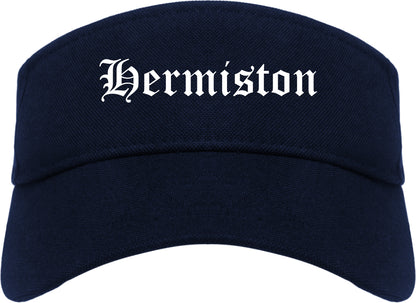 Hermiston Oregon OR Old English Mens Visor Cap Hat Navy Blue
