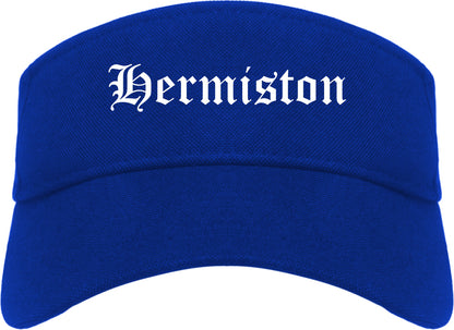 Hermiston Oregon OR Old English Mens Visor Cap Hat Royal Blue