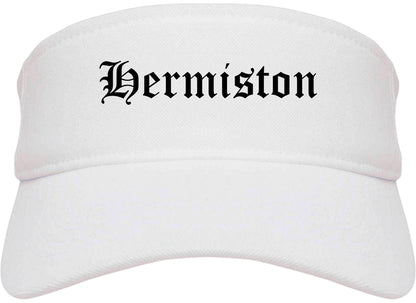 Hermiston Oregon OR Old English Mens Visor Cap Hat White