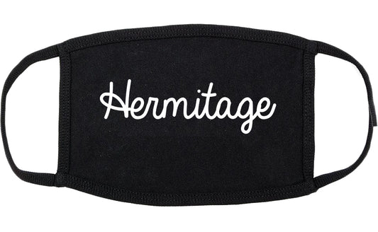 Hermitage Pennsylvania PA Script Cotton Face Mask Black