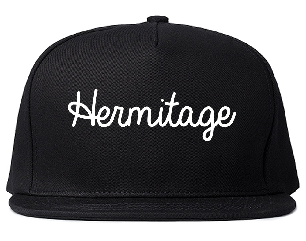 Hermitage Pennsylvania PA Script Mens Snapback Hat Black