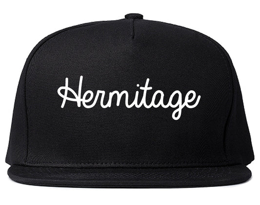 Hermitage Pennsylvania PA Script Mens Snapback Hat Black