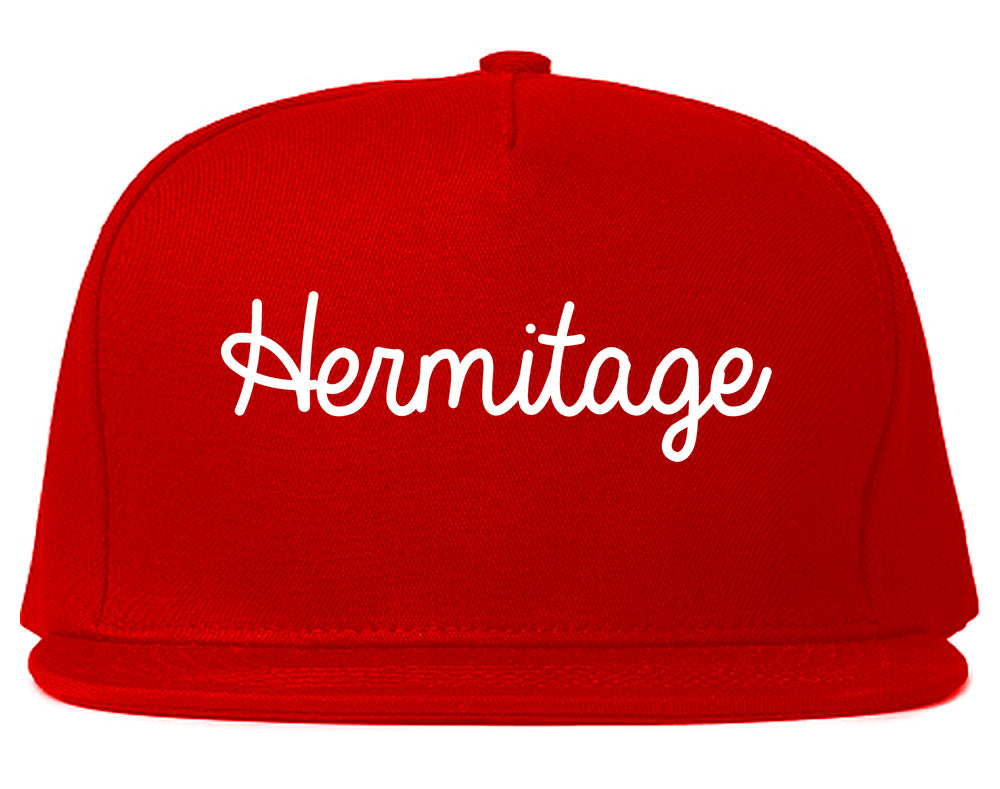 Hermitage Pennsylvania PA Script Mens Snapback Hat Red