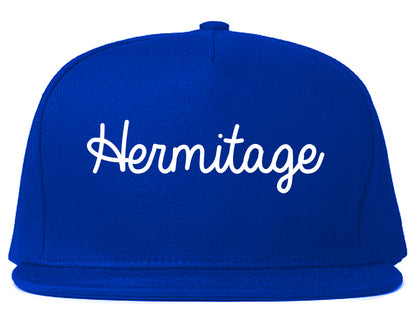 Hermitage Pennsylvania PA Script Mens Snapback Hat Royal Blue