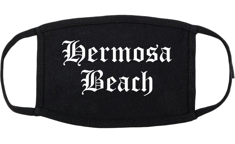 Hermosa Beach California CA Old English Cotton Face Mask Black