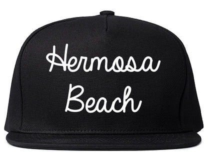Hermosa Beach California CA Script Mens Snapback Hat Black