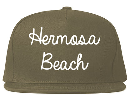 Hermosa Beach California CA Script Mens Snapback Hat Grey