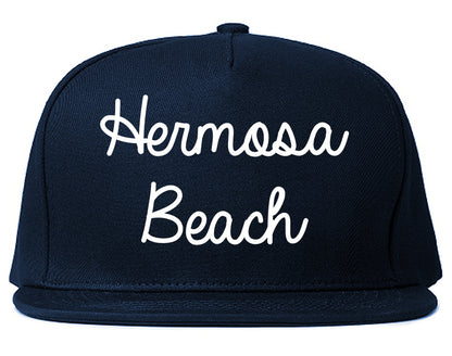 Hermosa Beach California CA Script Mens Snapback Hat Navy Blue