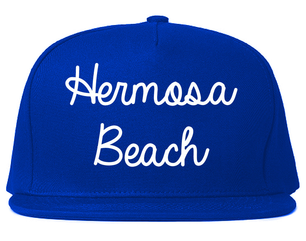 Hermosa Beach California CA Script Mens Snapback Hat Royal Blue