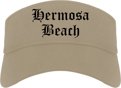 Hermosa Beach California CA Old English Mens Visor Cap Hat Khaki