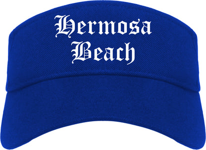 Hermosa Beach California CA Old English Mens Visor Cap Hat Royal Blue
