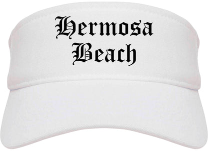Hermosa Beach California CA Old English Mens Visor Cap Hat White