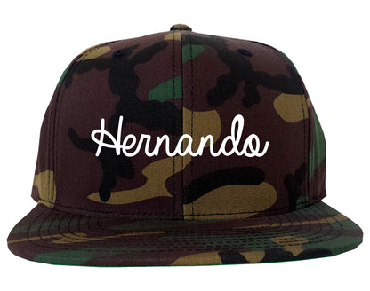 Hernando Mississippi MS Script Mens Snapback Hat Army Camo