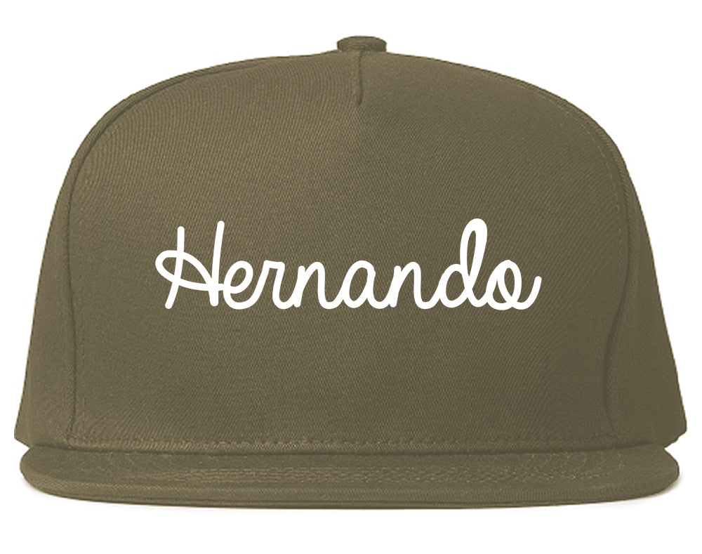 Hernando Mississippi MS Script Mens Snapback Hat Grey