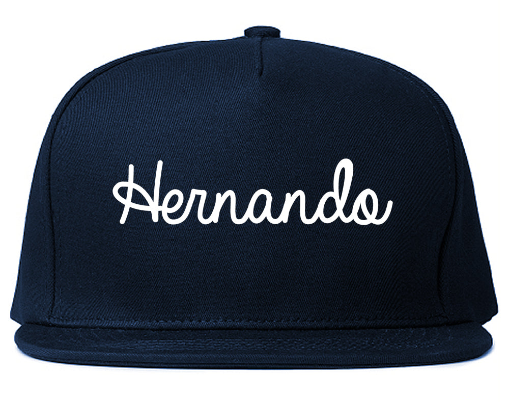 Hernando Mississippi MS Script Mens Snapback Hat Navy Blue
