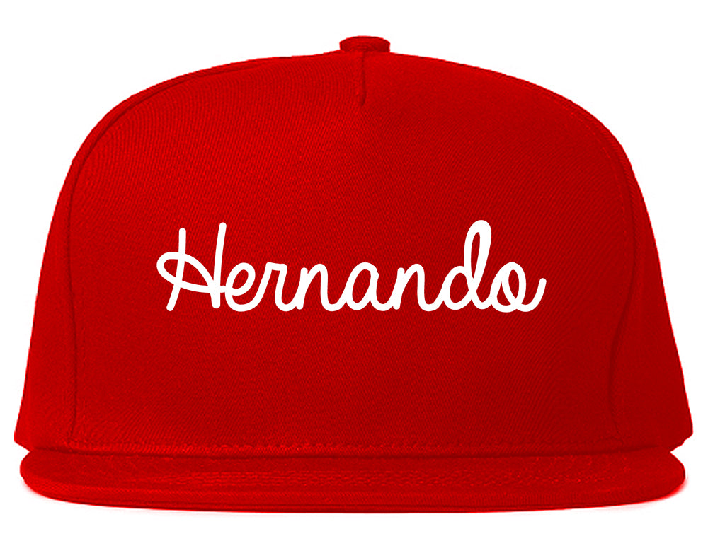 Hernando Mississippi MS Script Mens Snapback Hat Red