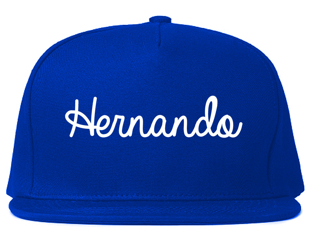 Hernando Mississippi MS Script Mens Snapback Hat Royal Blue