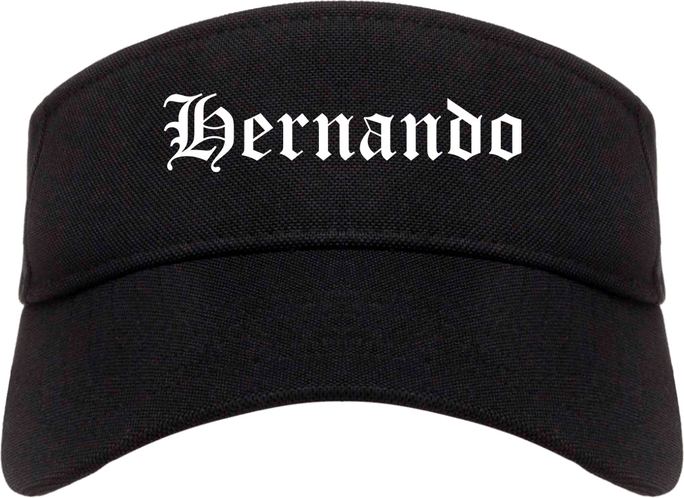 Hernando Mississippi MS Old English Mens Visor Cap Hat Black