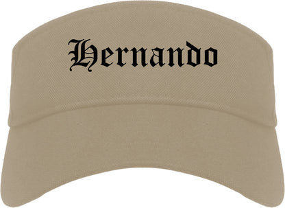 Hernando Mississippi MS Old English Mens Visor Cap Hat Khaki