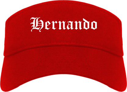 Hernando Mississippi MS Old English Mens Visor Cap Hat Red