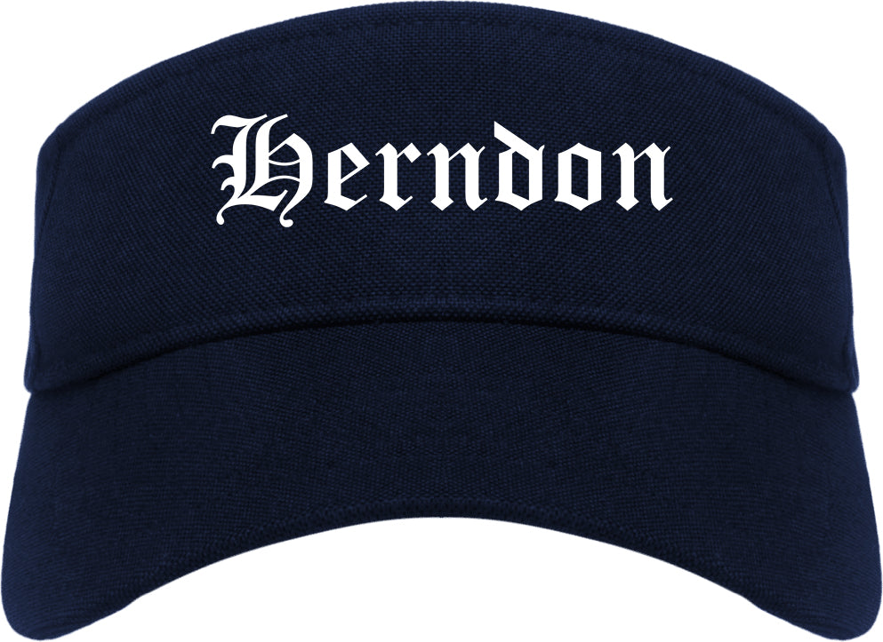 Herndon Virginia VA Old English Mens Visor Cap Hat Navy Blue