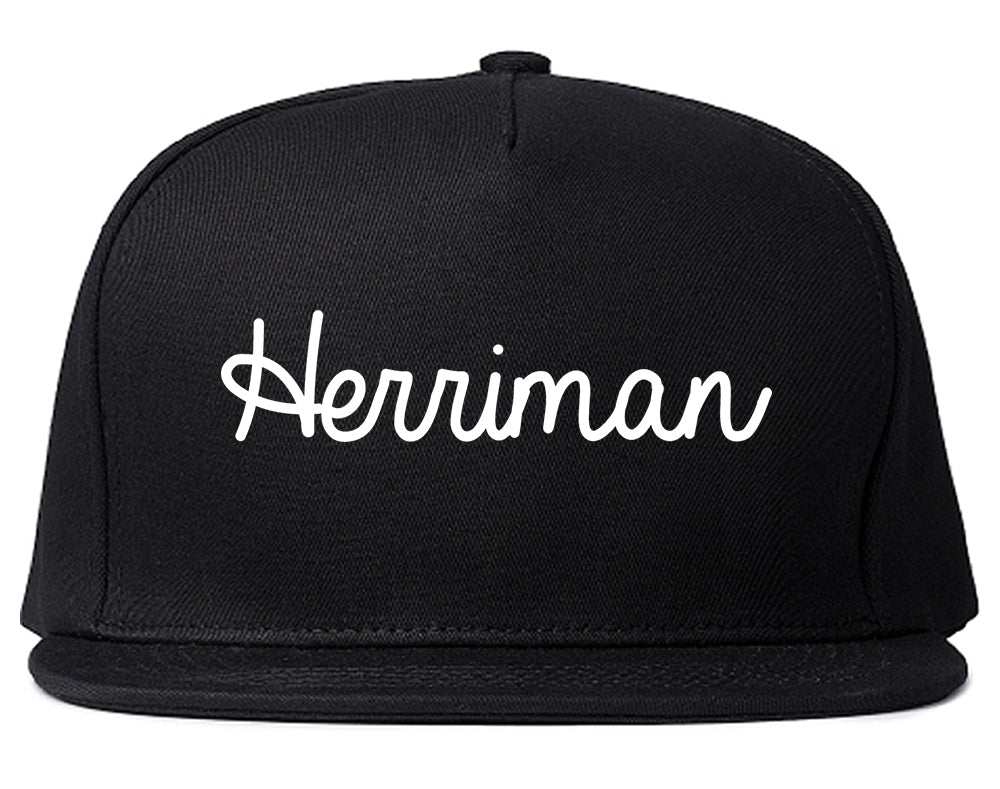 Herriman Utah UT Script Mens Snapback Hat Black