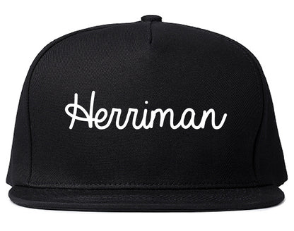 Herriman Utah UT Script Mens Snapback Hat Black