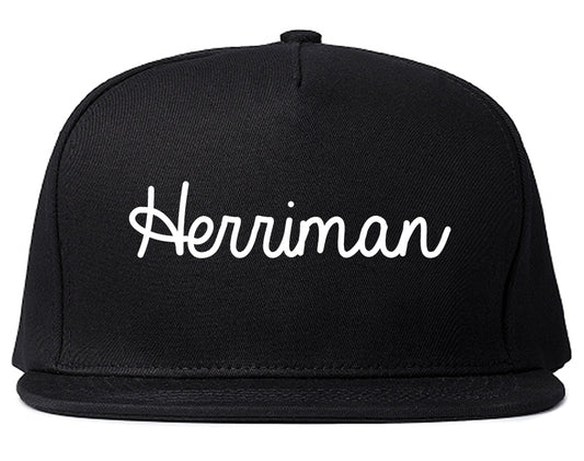 Herriman Utah UT Script Mens Snapback Hat Black