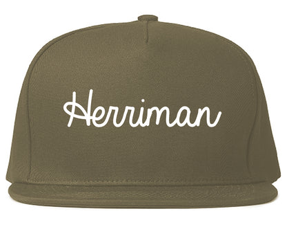 Herriman Utah UT Script Mens Snapback Hat Grey
