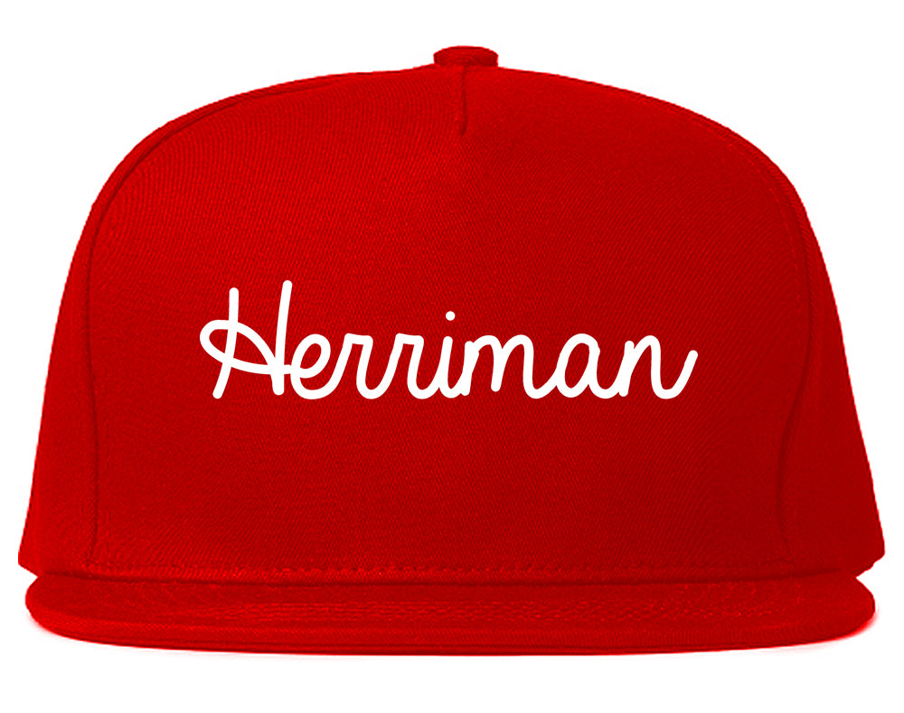 Herriman Utah UT Script Mens Snapback Hat Red
