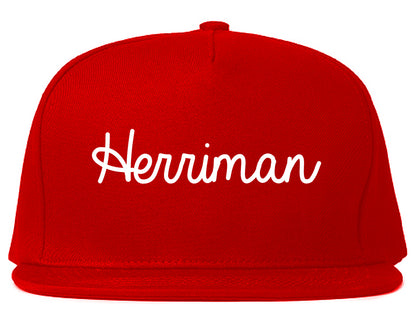 Herriman Utah UT Script Mens Snapback Hat Red