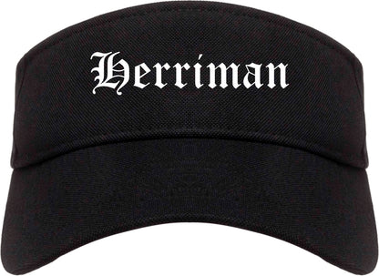 Herriman Utah UT Old English Mens Visor Cap Hat Black