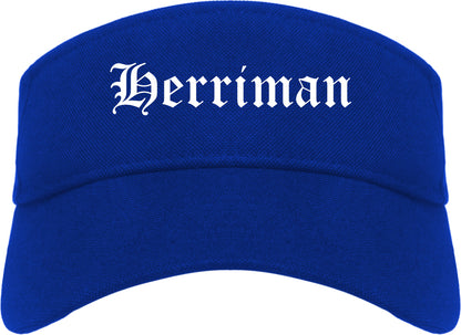 Herriman Utah UT Old English Mens Visor Cap Hat Royal Blue