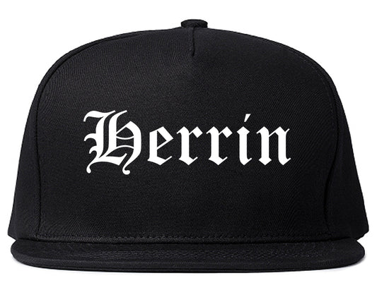 Herrin Illinois IL Old English Mens Snapback Hat Black