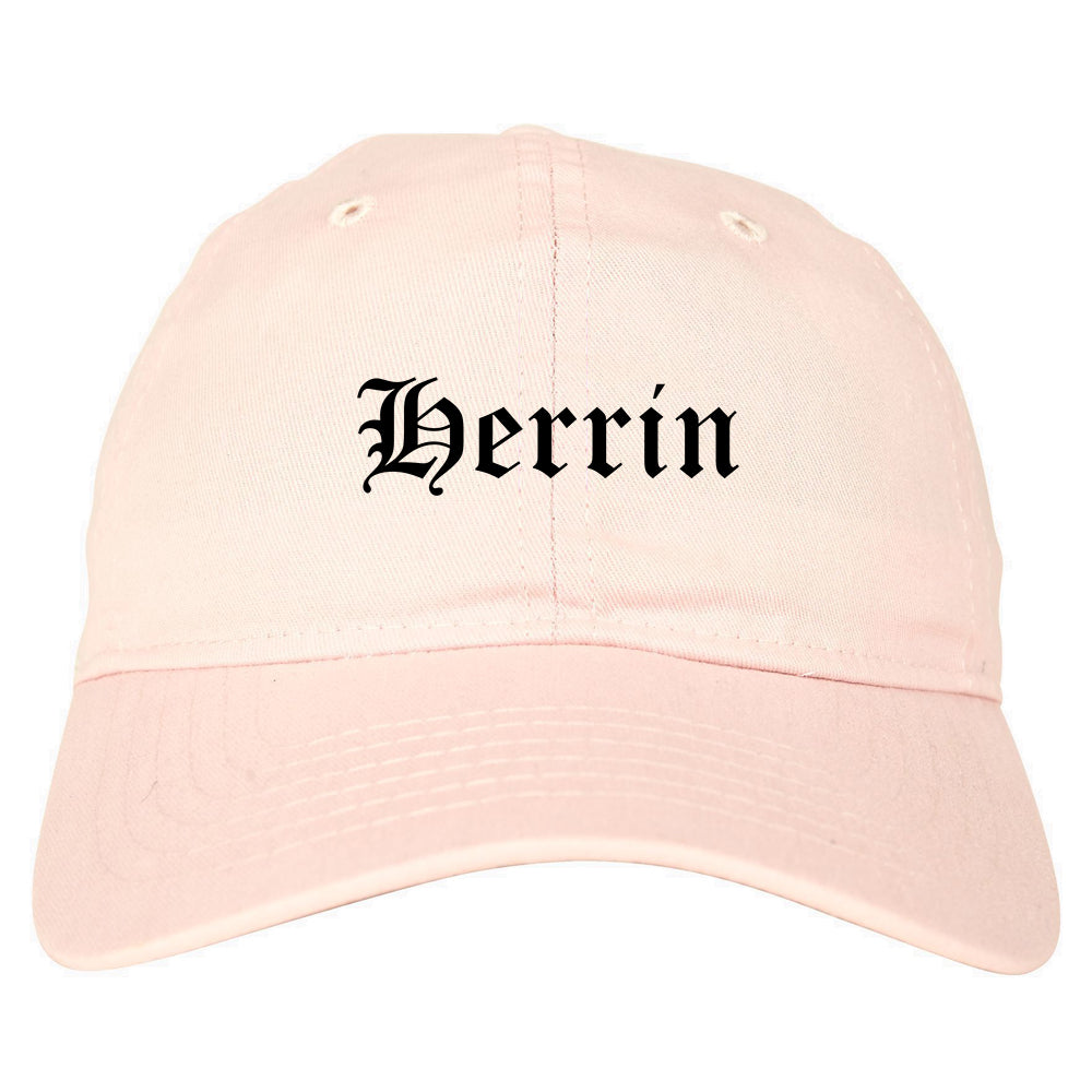 Herrin Illinois IL Old English Mens Dad Hat Baseball Cap Pink