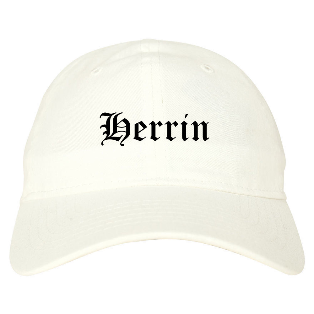 Herrin Illinois IL Old English Mens Dad Hat Baseball Cap White