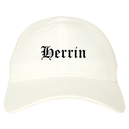 Herrin Illinois IL Old English Mens Dad Hat Baseball Cap White