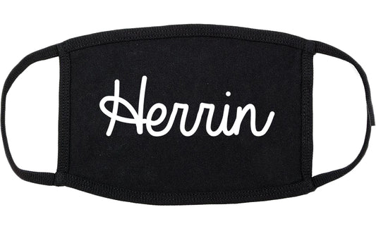 Herrin Illinois IL Script Cotton Face Mask Black