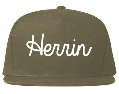 Herrin Illinois IL Script Mens Snapback Hat Grey
