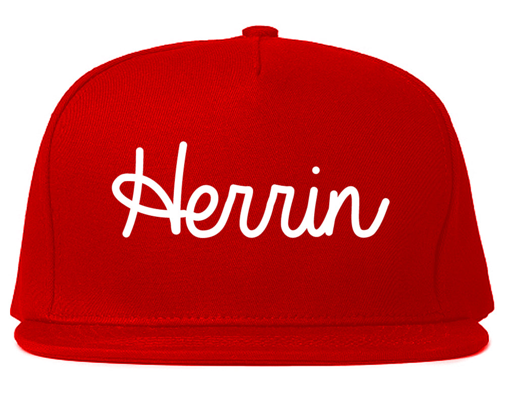Herrin Illinois IL Script Mens Snapback Hat Red