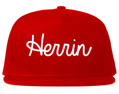Herrin Illinois IL Script Mens Snapback Hat Red