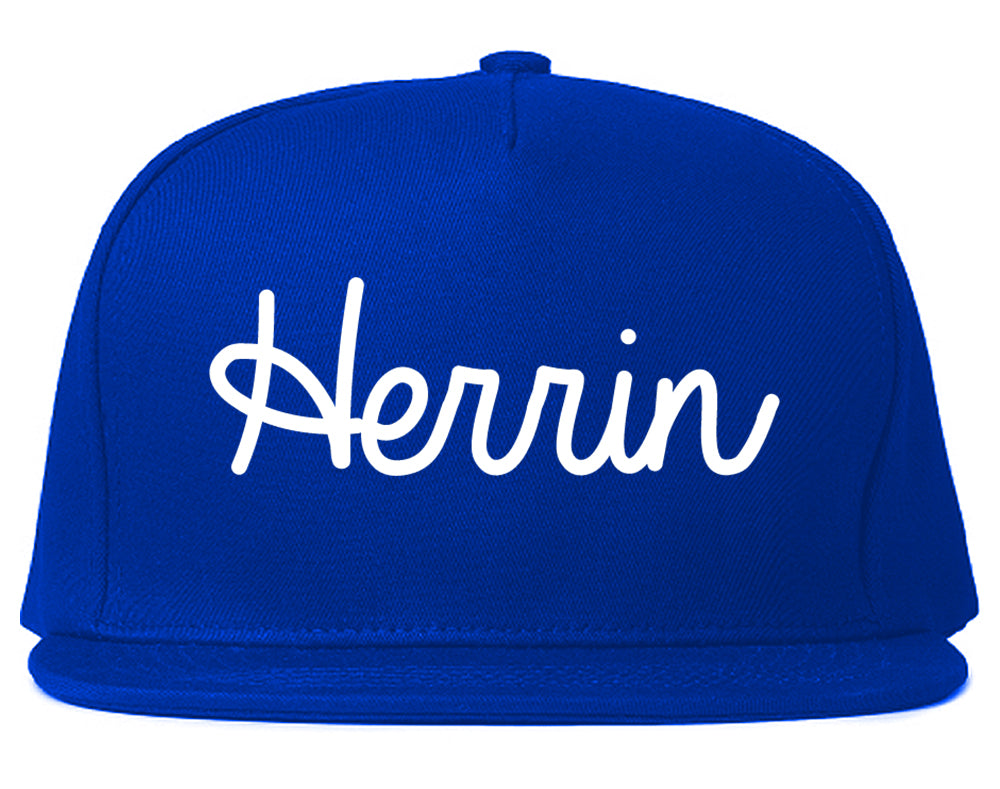 Herrin Illinois IL Script Mens Snapback Hat Royal Blue