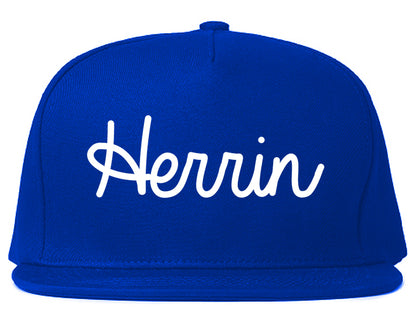 Herrin Illinois IL Script Mens Snapback Hat Royal Blue