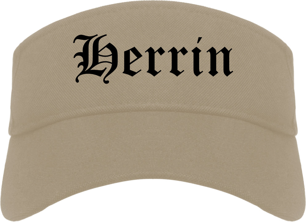 Herrin Illinois IL Old English Mens Visor Cap Hat Khaki