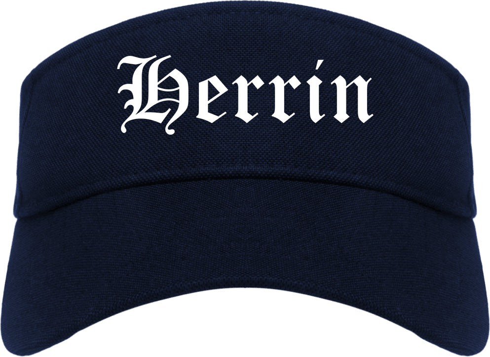 Herrin Illinois IL Old English Mens Visor Cap Hat Navy Blue